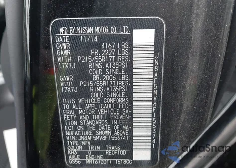 2015 Nissan Juke S from USA, damaged, VIN JN8AF5MV8FT553741